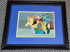 SUPERFRIENDS PRODUKTION ANIMATION CEL VON SUPERMAN, HAWKMAN UND BLACK VULCAN OBG - Bild 1 von 1