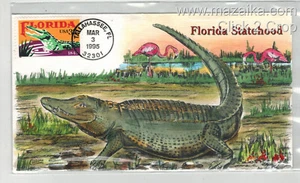 1995 COLLINS HANDBEMALT FDC 2950 FLORIDA STATEHOOD TALLAHASSEE & CROCODILE - Bild 1 von 1
