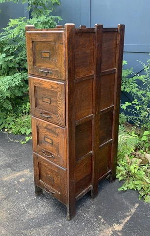 Antique Quartersawn Tiger Oak 4 Drawer File Cabinet WEIS Mission Craftsman Wood Cover