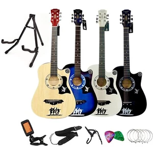 Paquete de guitarra musical acústica clásica de 6 cuerdas talla 38" para niños niñas música divertida - Imagen 1 de 36