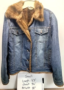 St. John's Bay Denim Jeansjacke Kunstfellfutter Knopfleiste Damen Small - Bild 1 von 14