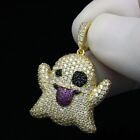 1.50 Ct Round Cut Simulated Diamond & CZ Ghost Pendant 14k Yellow Gold Over