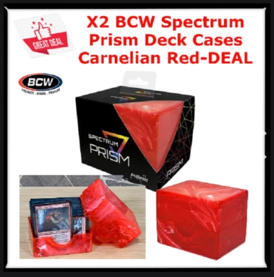 X2 Calidad BCW Cornalina Rojo Espectro Prisma Mármol Mazo Estuches Tarjetas Almacenamiento NUEVO Foto 1 de 4