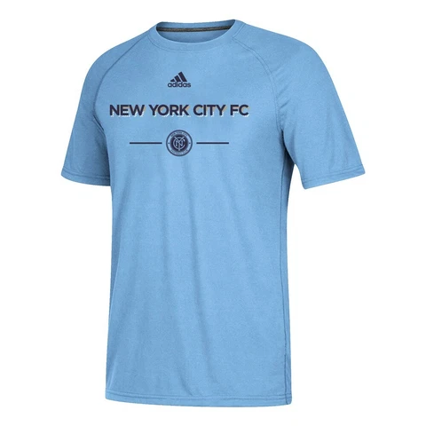 New York City FC MLS Adidas Men's Light Blue "Lined Up" Climalite T-Shirt Cover