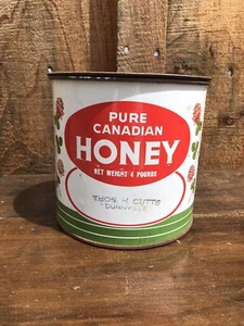 Pure Canadian Honey 4lb Tin Can Lid Empty French Side - Picture 1 of 6