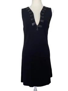 Cop. Copine Black Poulain Robe Zippered Neckline Shift Knit Dress Size 38/6 - Picture 1 of 14