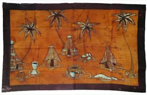 Beautiful Batik Print of an African Village. Free shipping! - Picture 1 of 1