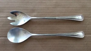 Old Vintage Salad Fork & Spoon Silver-plated E.P.ZINC ITALY 9 5/8” L - Picture 1 of 6