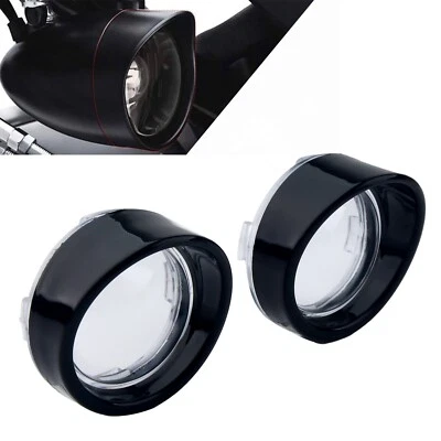 For Harley Davidson Softail Dyna Turn Signal Light Lens Cover Black Bezels Visor - Image 1 of 4