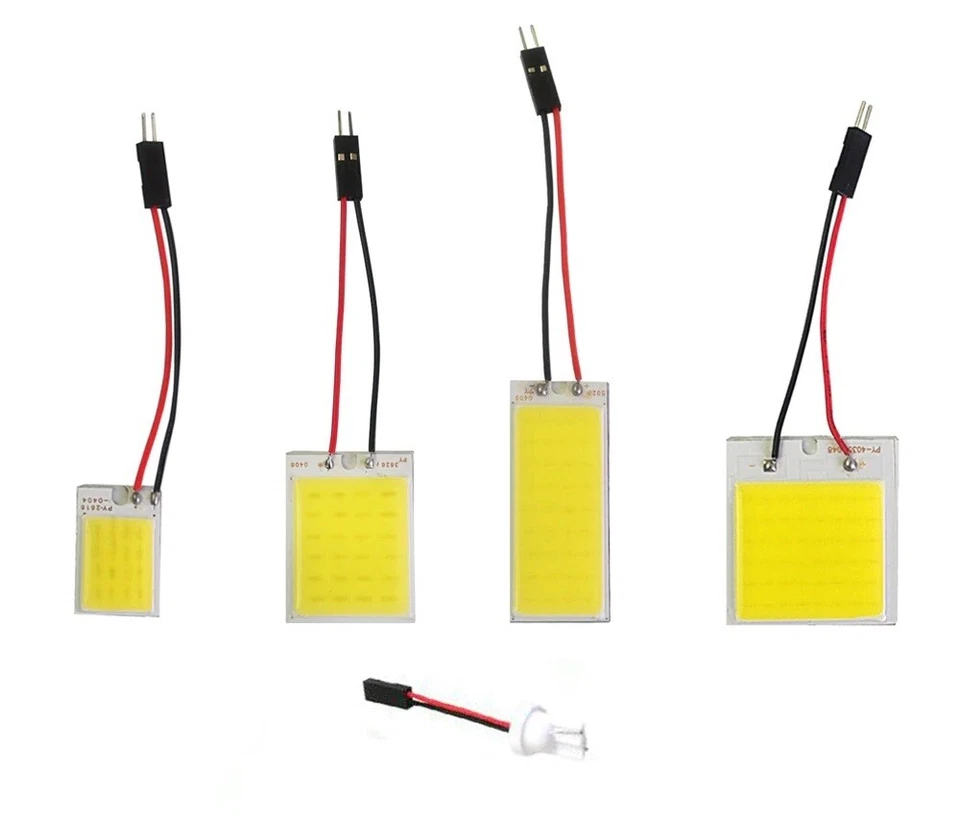 COB LED 12V Super Bright White Car Light Panel T10 W5W Adapters - Image 1 of 1
