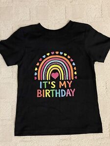 New Unisex Toddler Size-4T IT'S MY BIRTHDAY Multicolor-Rainbow Black T-Shirt