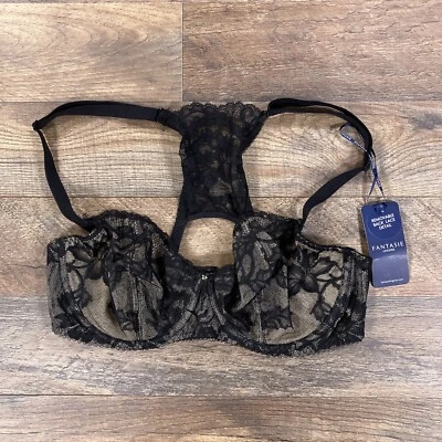 Sujetador Fantasie para mujer 32E negro con aros floral transparente lencería Demi NUEVO Foto 1 de 4