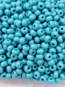 Cuentas de semillas de vidrio checo tamaño 6/0 "AZUL TURQUESA" sueltas 50 gramos - Imagen 1 de 5