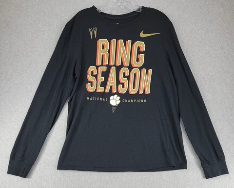 Clemson Tigers The Nike Tee Long Sleeve Mens M RING SEASON 2018 Champs T-Shirt Cover