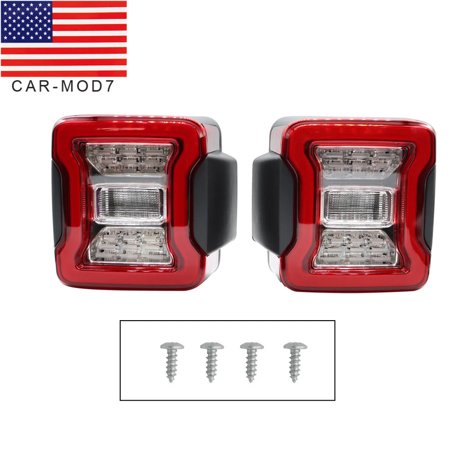 Par para 2007-2018 Jeep Wrangler JK LED lanternas traseiras de freio traseiro lâmpadas de seta - Imagem 1 de 4