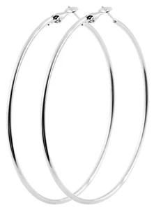 extra große Creolen 70 mm Edelstahl mega Ohrringe XXL silberfarbig Ohrschmuck - Bild 1 von 3