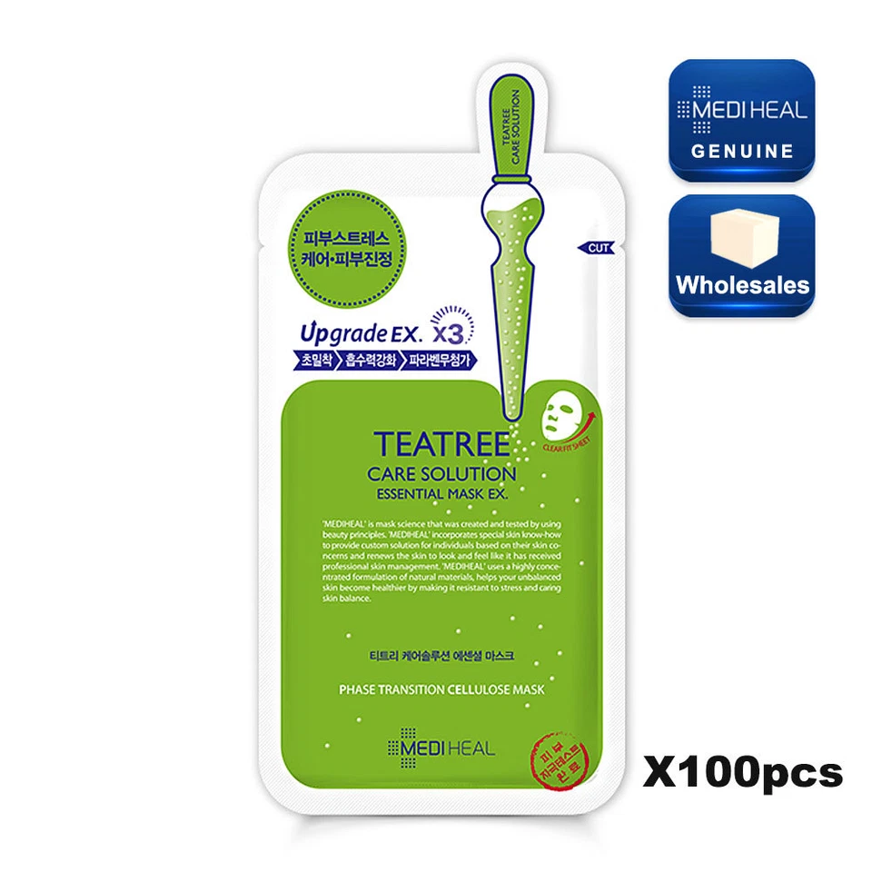 Wholesales 100pcs MEDIHEAL Teatree Healing Solution Essential Mask Pack 24ml - Image 1 of 1