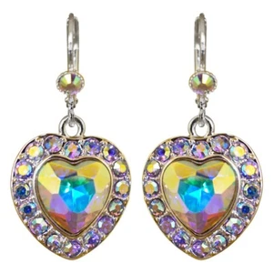 Kirks Folly Sweetheart Leverback Earrings Sterling Silvertone / Violet - Picture 1 of 3