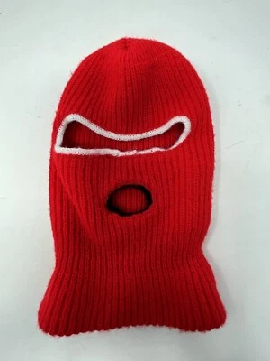De colección 1970 Rojo Invierno Tejido Sombrero Máscara Facial Gorro Ladrón Gorra Moto de Nieve Deporte Foto 1 de 2