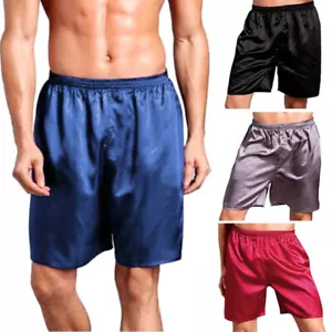 Para hombres Boxers de seda satinada Ropa de dormir Ropa interior Pantalones Pijama Ropa de noche - Imagen 1 de 15