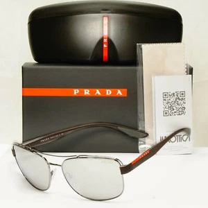 Prada silber verspiegelte Sonnenbrille Herren braun Sport Linea rot SPS 57V 5AV-09F - Bild 1 von 12