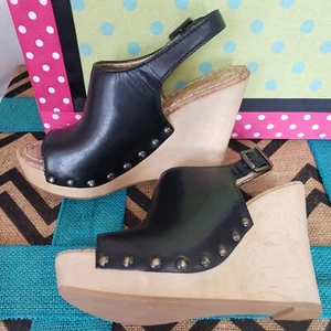 Sam Edelman Shoes Women s Size 6.5 Black Camilla Wedge Open Toe Sandals EUC Y2K - Picture 1 of 15
