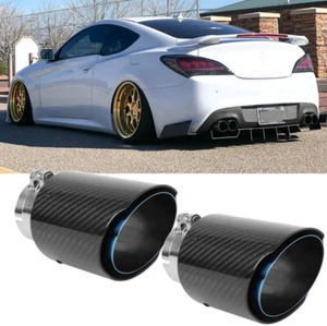 2x 2.5 In Rear Exhaust Muffler Tips Pipe Carbon Fiber For Hyundai Genesis Coupe - Picture 1 of 14