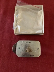 Vintage Collectible SSS German Silver ATA SGLS Champion 1991 Gun Belt Buckle - Picture 1 of 4
