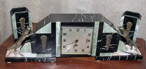 HUGE ART DECO MARBLE FRENCH CLOCK - Picture 1 of 2