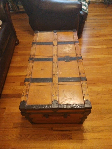 Martin Maier Victorian Oak Slat Trunk Antique Original Interior PICK-UP Cover