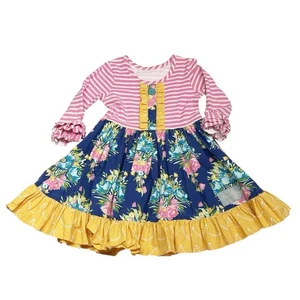 Eleanor Rose Rhonda Twirl Dress Girls Size 2 Multicolor Striped / Floral - Picture 1 of 7