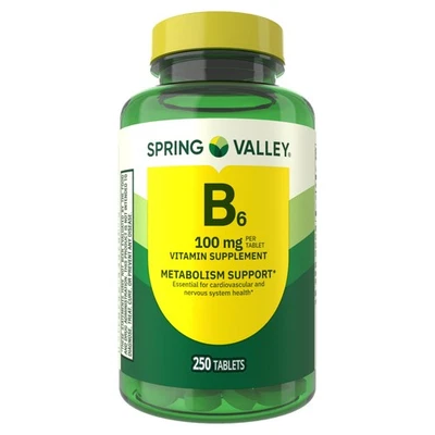 Spring Valley Vitamin B6 Supplement, 100 mg, 250 Count - Image 1 of 4