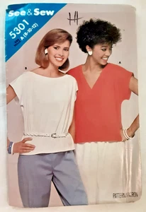 Butterick Pattern 5301 Misses' Tops Sewing Craft Project (H) - Picture 1 of 2