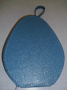 Vintage Teardrop Vinyl Gepäck Handgepäck mit Reißverschluss 9,5" x 12" blau - Bild 1 von 8