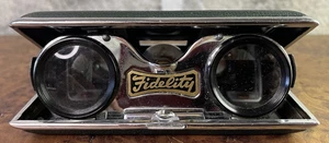 Vtg Fidelity Folding Opera Glasses Binoculars Japan Black w/Coated Lenses - Picture 1 of 18
