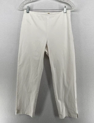 EILEEN FISHER Pants PS Stretch Twill Organic Cotton Tapered Ankle Side Zip White - Image 1 of 4
