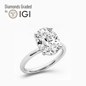 IGI Cert 2,00 ct F VVS2 Ovalschliff Labor Diamant Verlobungsring 14 K Weißgold - Bild 1 von 10