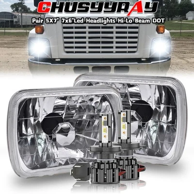 2PCS 7x6" Led Headlight Hi/Lo Halo Fit for GMC TopKick C6500 C5500 C4500 Truck - Image 1 of 4