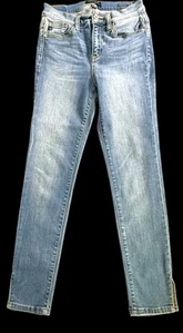 Judy Blue Jeans Damen Größe 3/26 Blau Denim Skinny Fit Low Rise Schlitz Bein - Bild 1 von 13