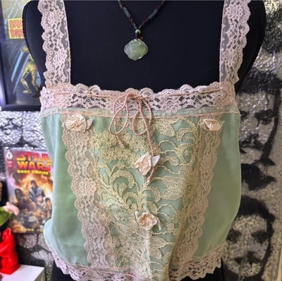 Lorrie Kabala Satin Lace Blouse Vintage 80s/90s, Victorian Prairie Cottagecore - Image 1 of 4