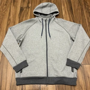 prAna Hoodie Mens XL Gray Waffle Lined Long Sleeve Full Zip Sweatshirt Hooded - Picture 1 of 14