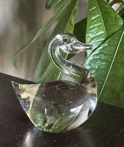 Glas Schwan Briefbeschwerer klar mundgeblasen exotisch Wasservögel Büro 3" - Bild 1 von 7