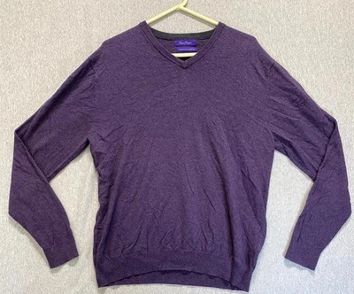 Suéter Alan River Para Hombres Púrpura Cachemira Cómodo Tejido Invierno Acogedor Cálido Cuello en V L Foto 1 de 4