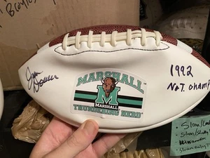 Jim Donnan Signed Marshall Thundering Herd Football W/ 1992 National Champs Insc - Picture 1 of 4