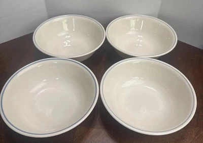 4 Corelle Coupe 谷物碗白色浅绿色边缘模板花园 6.25 英寸二手状况完好 — 第 1/4 张图片