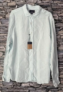 Charles Tyrwhitt 100% Linen Slim Fit Shirt Long Sleeve Aqua Size Large NEW Tags - Picture 1 of 8