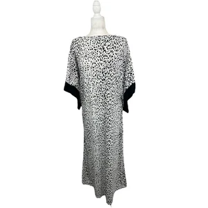 Vintage 70er TV Liegen lang Kaftan Muumu Loungewear Leopard Damen Gr. Small - Bild 1 von 13