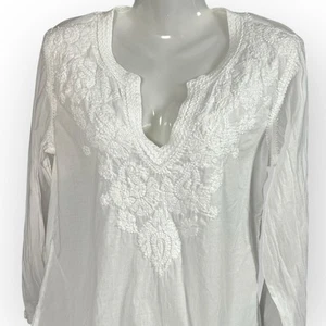 Katalog Favoriten Damen Bluse Tunika Shirt M weiß Paisley bestickt Strand - Bild 1 von 15