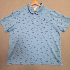 Puma x Arnold Palmer Polo Shirt Mens 2XL Blue Performance Golf Short Sleeve AOP - Picture 1 of 14