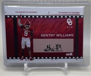 Tira de película Onit Gentry Williams 2025 autógrafo automático/15 unidades Oklahoma Sooners LEER - Imagen 1 de 4